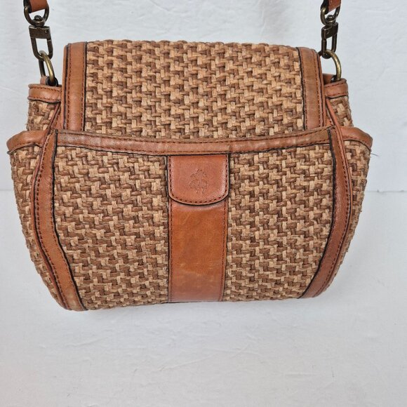 Brooks Brothers Natural Straw Weave with Leather Trim Crossbody - Picture 3 of 16